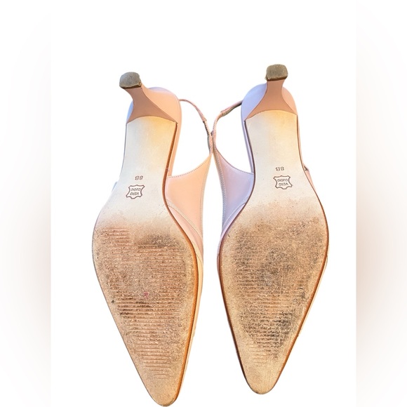 Talbots Pale Light Pink Leather Pointed Toe Heels Shoes Size 8M Vintage - Picture 5 of 5
